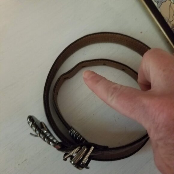 Brighton Museum Roman Greco Sphinx Coin Brown Mock Croc Sz Small Leather Belt - Picture 16 of 16